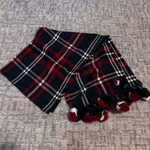 Francesca’s Plaid Pom-Pom Scarf